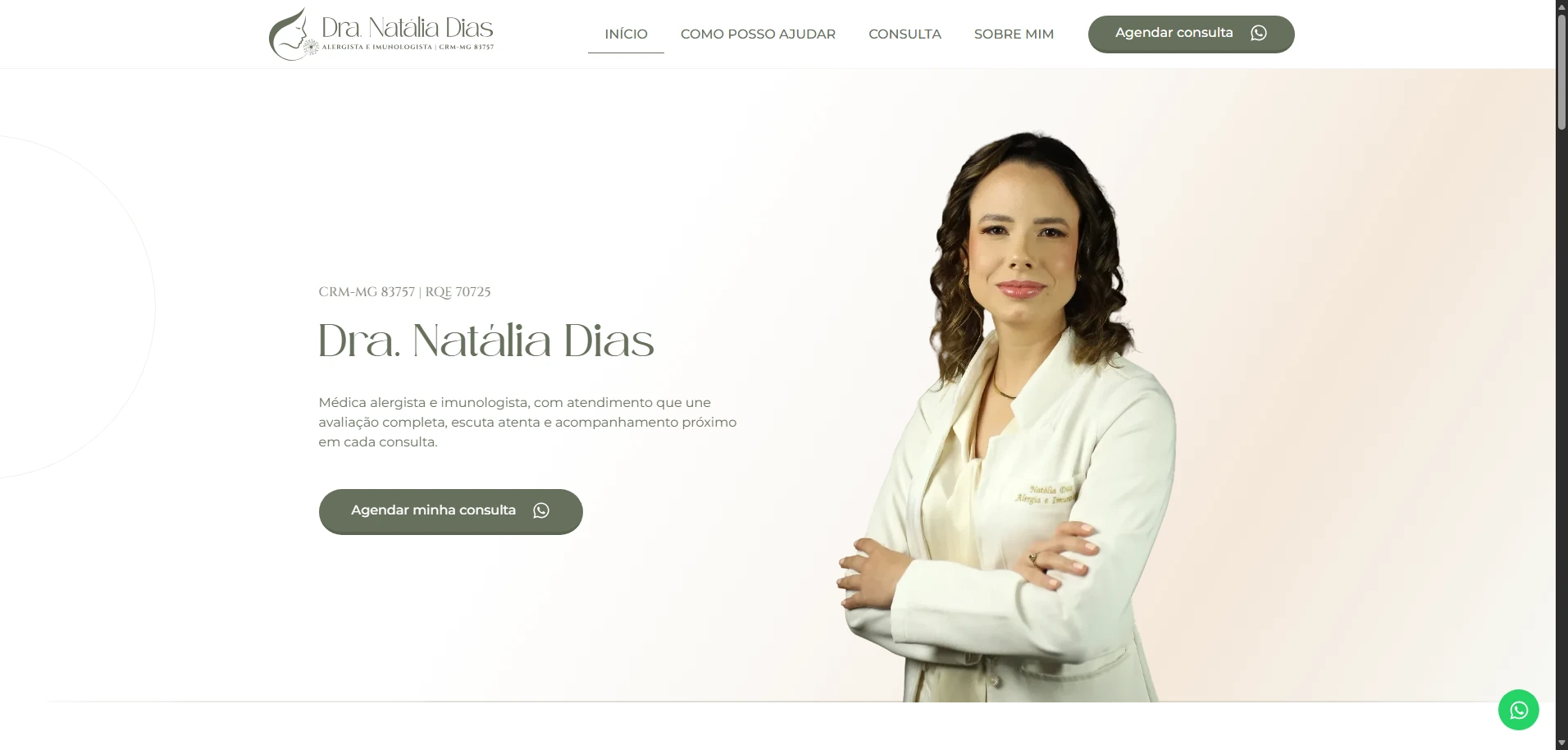Landing page para médica alergista