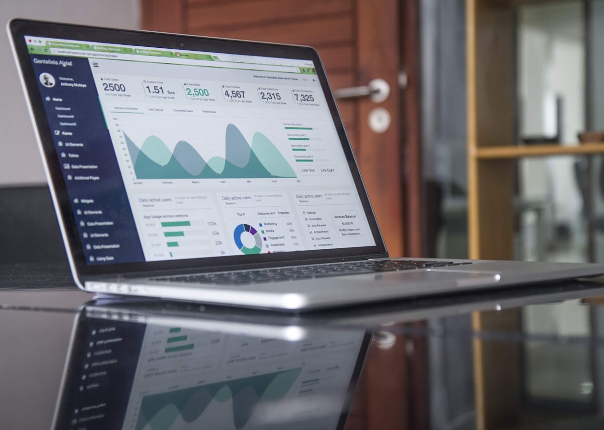 Gráficos digitais e métricas de anúncios em tela de computador